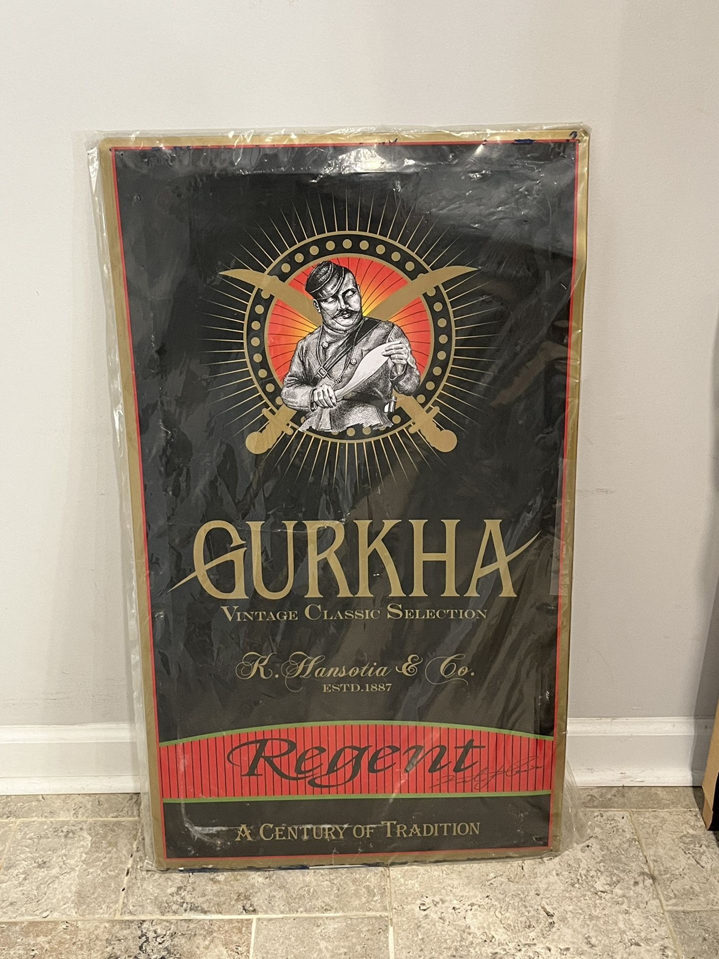 Metal Gurkha Cigar Sign
