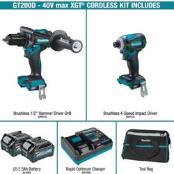 Makita 40V Max XGT Brushless Cordless 2-Pc. Combo Kit (Hammer Driver-Drill/Impact Driver) 2.5Ah