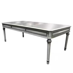 89” Mirrored Table. Seats 6.
