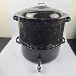 ( With Box ) Vintage Granite Ware Clam Steamer / Tamales Pot / Hoya Tamalera