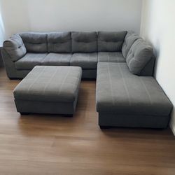 GREY SECTIONAL COUCH SOFA 
