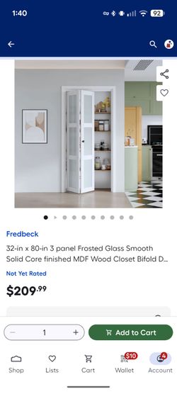 32x80 Bifold Door Frosted Glass