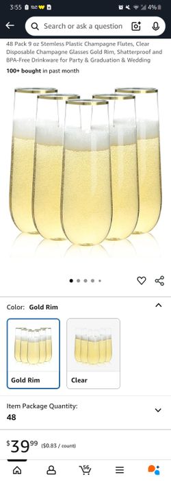 48 Pack 9 oz Stemless Plastic Champagne