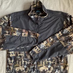 Tri Mountain Men 2XL Jacket Oilfield Camo Windbreaker Full Zip Fleece Insulated (Silver Lake)