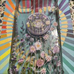 iPhone 13 Clear Floral Case With Matching Pop Socket 