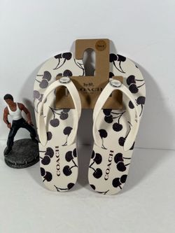 Coach Flip Flops With Cherry Print size 8 NWT