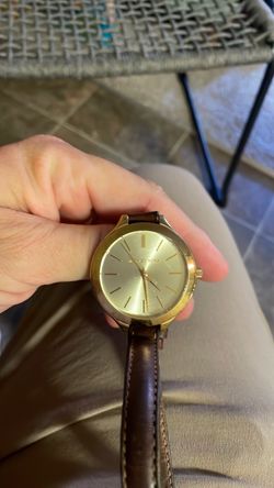 Michael Kors Gold-Tone Watch Brown Leather Strap