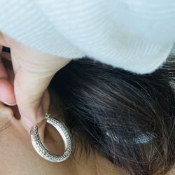 Pure Silver 950 Italy Earrings With Diamond Cut Shape 