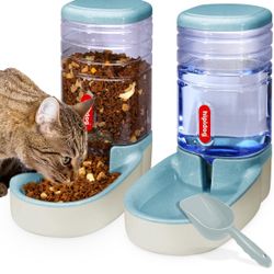 2 pack Automatic Pet Feeder Small&Medium Pets Automatic Food Feeder and Waterer Set 3.8L, Travel Supply Feeder and Water Dispenser for Dogs Cats Pets 