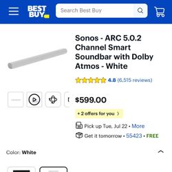 FOR SALE: SONOS WHITE ARC SOUND BAR (2024) NEW 