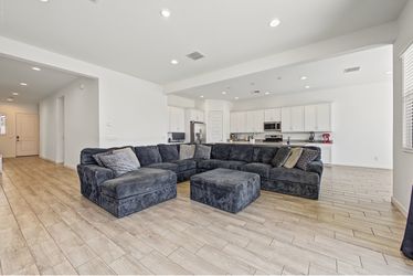 Large Charcoal Gray Sectional with Chaise & Matching Ottoman