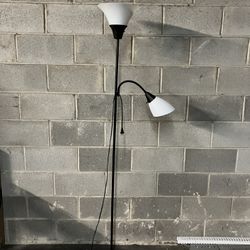 Floor Lamp Brown Color Metal Base With One Three Way Torch And One Reading Light  72” Hight   