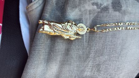 San Judas 14k Gold Plated Figaro 24 inch chain