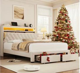 NEW FULL SIZE STORAGE LED BED WITH MATTRESS AND FREE DELIVERY ORDER HERE PAY ON ARRIVAL