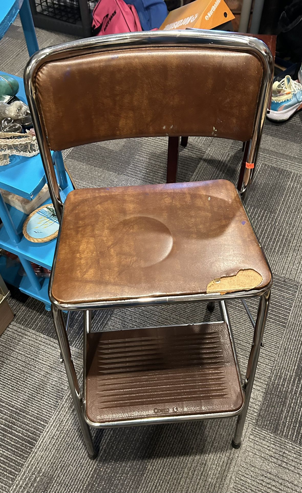 leather and metal step stool