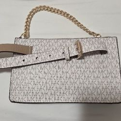 Micheal Kors White Pull Chain Waist Bag
