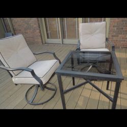 Patio Set 3 Pieces Glass Table