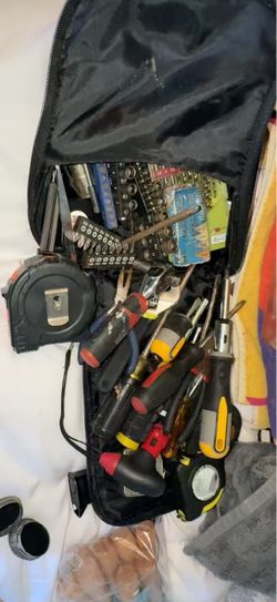 Complete Multi-Piece Hand Tool Kit with Zippered Organizer Storage Bag