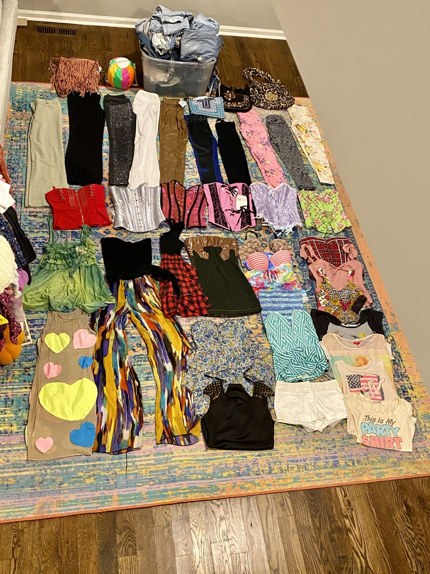 Bundle of clothing dress tops corsets pants outfits purse costume