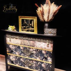 Antique Black And gold Dresser