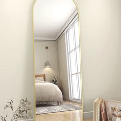 64"L x 21"W Floor Length Mirror Gold Rim 