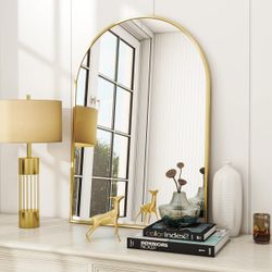 ARCHIE MODERN ARCHED WALL MIRROR GOLD 24 X 36