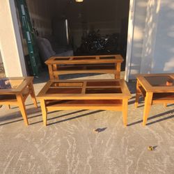 Oak Coffee Table, End Tables And Sofa Table Set