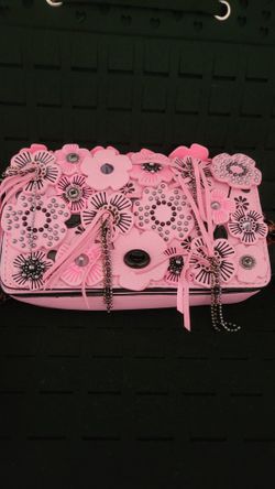 Coach Pink Leather Dinky Wild Tea Cross Body Bag
