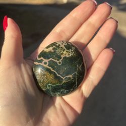 2" KABAMBY OCEAN JASPER Polished Palm Stone Healing - Madagascar