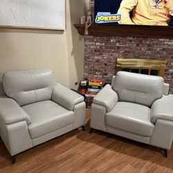 Gray Large leather chairs 