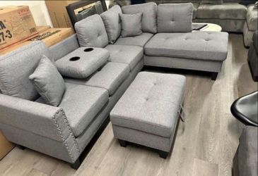 3-pc sofa set with storage ottoman