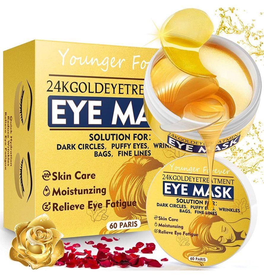 Under Eye Mask, 24 Gold Hydrating Eye Patches, Amino Acid & Collagen Eye Masks For Dark Circles And Puffiness, Women And Man Eye Bags Treatment For Fa