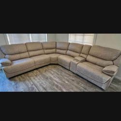 *Wow!!!*---Attractive Alejandra Mocha Microfiber Reclining Sectional Sofa---Delivery And Financing Available🤠