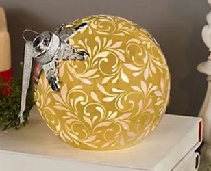 6" Illuminated Scroll Design Ornament Sphere by Valerie