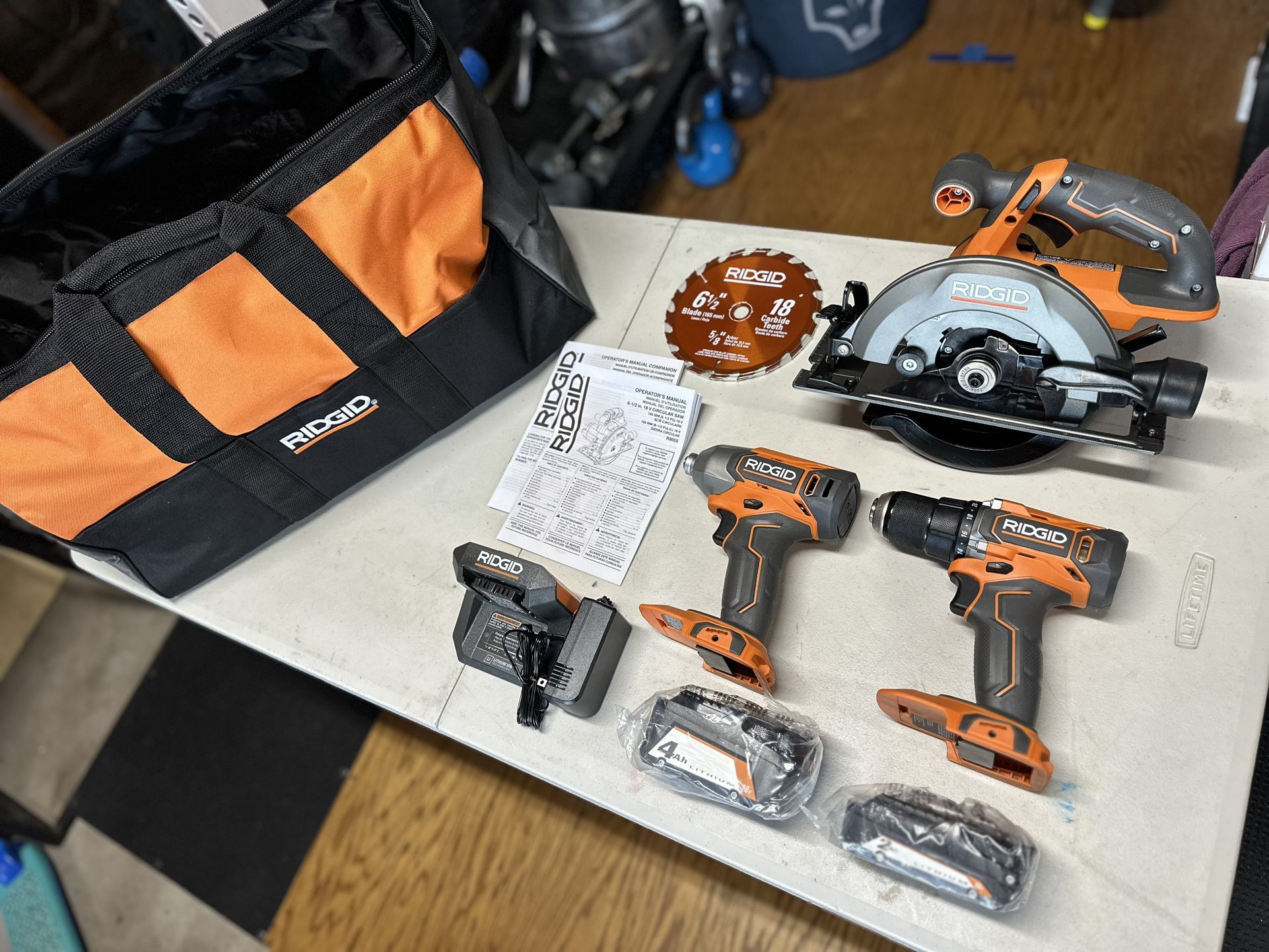 Ridgid Tools - BRAND NEW Power Drill, Impact Driver, Circular Saw, Batteries/Charger, Bag