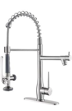 Commercial Style Kitchen Faucet with Spring Neck