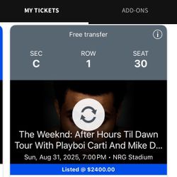 The Weeknd NRG Stadium Aug 31st