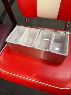 4-compartments stainless steel condiments bar