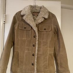 Beige Leather Wilson Jacket Size:Small For Women 