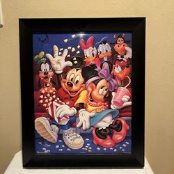 Walt Disney Art Print Titled "Mickey & Friends: At the Movies" 24”H X 20”L