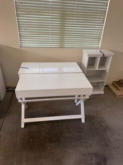 White Desk with Hutch Bookshelf