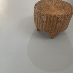Rattan Wicker Ottoman / Foot Stool With Cushion