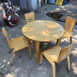 kids wood table four chairs