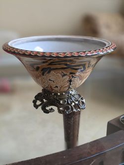 Elevated Centerpiece Bowl Neoclassical and Chinoiserie styles. 9 Inch Diameter.