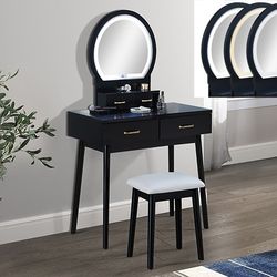 Brand New Black Vanity w Stool 