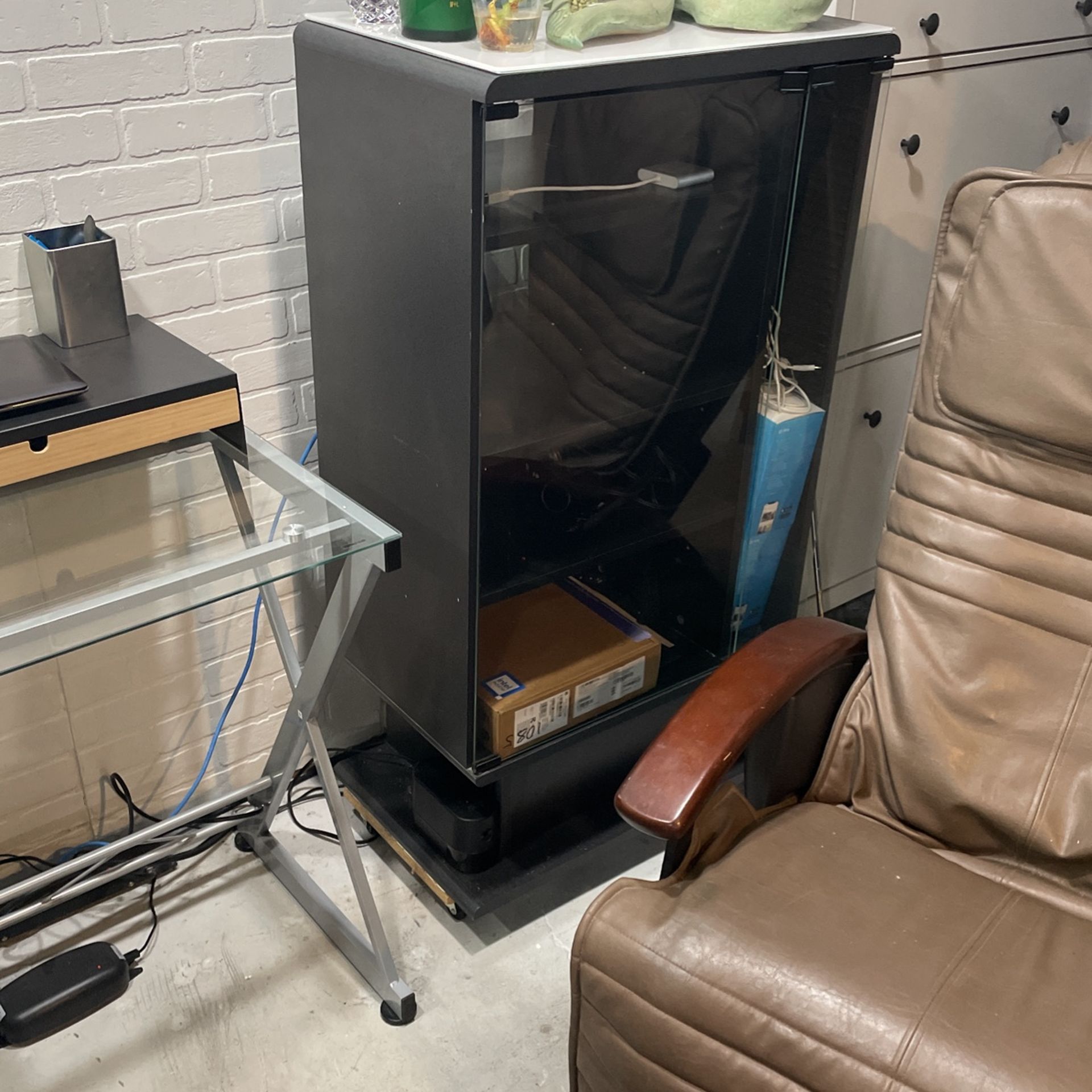 Black Shelf With CD Rack Build In