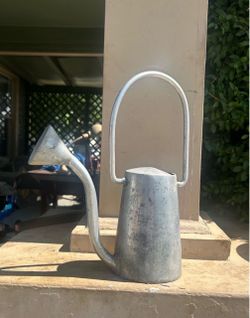 Get off your can and get this; Vtg. Folk Art Aluminum Watering Can w/Obvious Age and Fixed Handle: