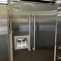 Viking 48”Wide Built In Stainless Steel Side By Side Refrigerator 