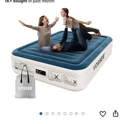 Queen Air Mattress with Built-in Pump,18''Fast & Easy Inflation/Deflation Inflatable Mattress, Foldable Blow Up Mattress with Storage Bag, Inflatable 