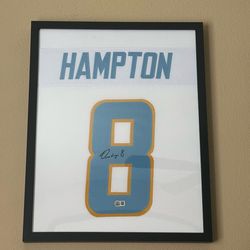 Omarion Hampton #8 Los Angeles Chargers Signed Custom Frame Jersey